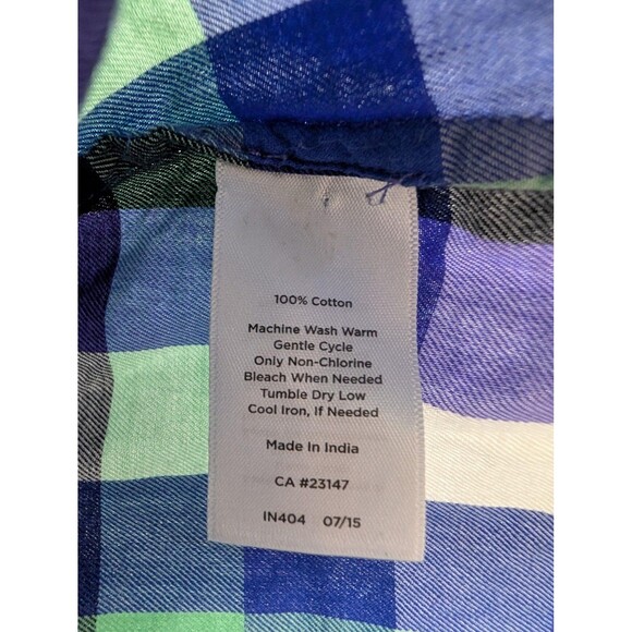 Talbots Green Purple Plaid Button Down Shirt Womens Large - Picture 4 of 7